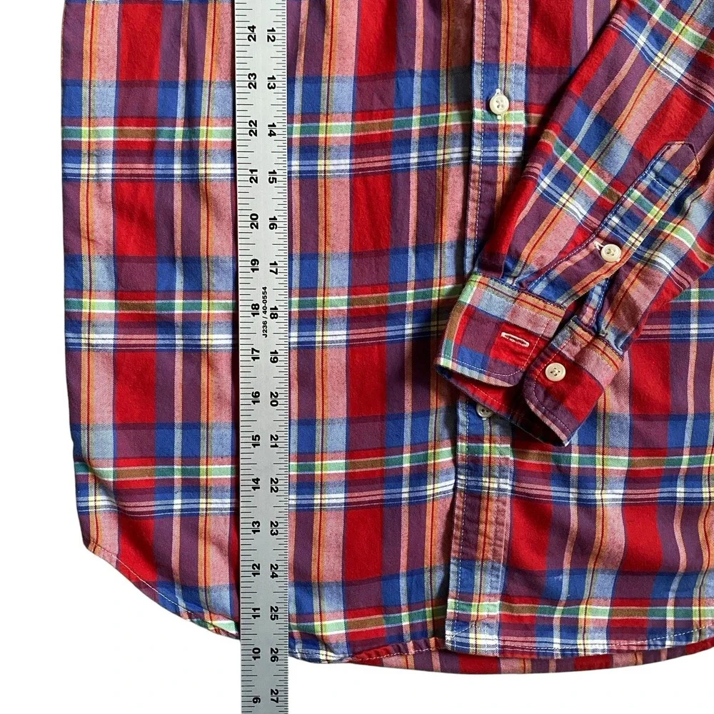 Ralph Lauren Shirt Boy Size L/14-16 Red Tartan Long Sleeve Button Down Preppy